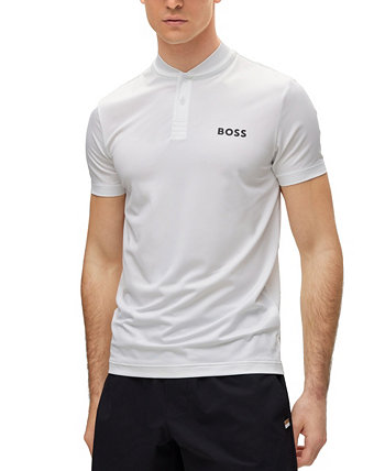 BOSS Мужская рубашка поло узкого кроя BOSS x Matteo Berrettini с воротником-бомбером BOSS