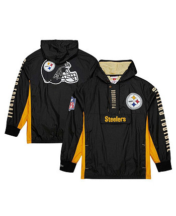 Мужской черный рваный анорак Pittsburgh Steelers Team OG 2.0 в винтажном стиле с молнией на четверть и четверть молнии с логотипом Mitchell & Ness