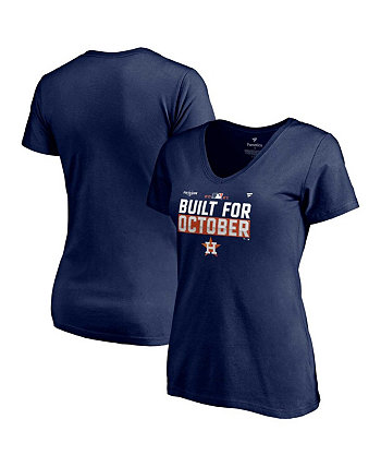 Женская темно-синяя футболка размера плюс с v-образным вырезом Houston Astros 2021 Post Season Locker Room Fanatics