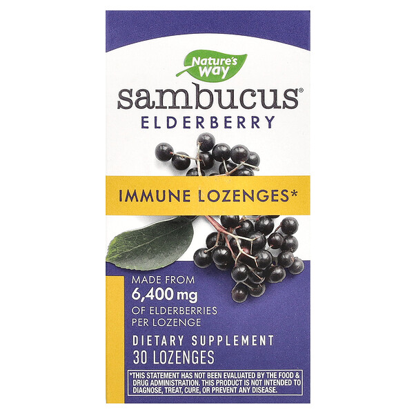 Sambucus Elderberry, пастилки для иммунитета, 30 пастилок Nature's Way