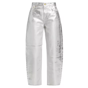 Широкие джинсы с металлизированной фольгой GANNI