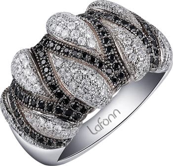 Коктейльное кольцо из стерлингового серебра с покрытием из платины и черного родия с искусственным бриллиантом LaFonn
