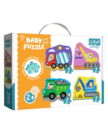 Baby Classic Puzzle- Vehicles on The Construction site 18 Piece - 4 in 1 Set Trefl