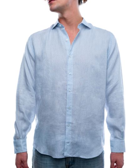 Льняная рубашка с микропринтом Modern Fit Saryans Arthur