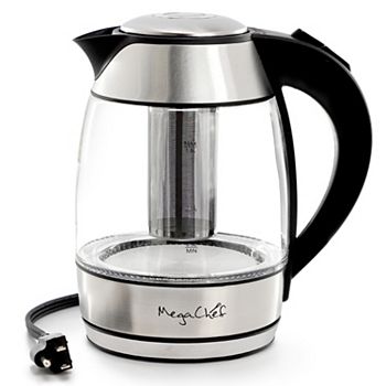 MegaChef 1.8-lt. Glass & Stainless Steel Electric Tea Kettle with Tea Infuser MegaChef