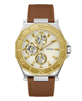 Мужские аналоговые коричневые часы из натуральной кожи 46 мм GUESS