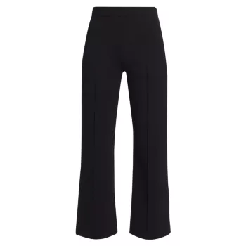Pintuck Pull-On Crop Flared Pants Vince