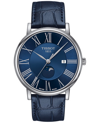 Мужские часы Carson Premium Gent Moonphase с синим кожаным ремешком 40 мм Tissot