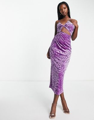 Пурпурное бархатное платье миди с вырезами AFRM Demonica AFRM