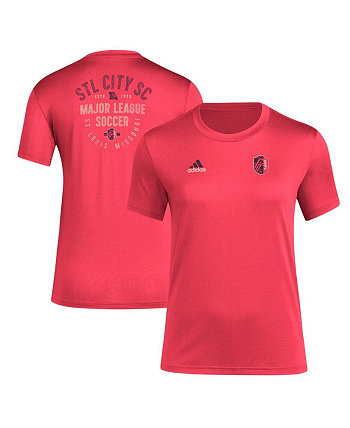 Женская красная рваная футболка St. Louis City SC Local Stoic AEROREADY Adidas