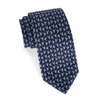 Сердца и усилитель; Шелковый галстук с воробьями Ferragamo