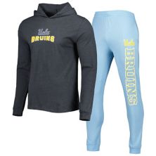 Мужской пуловер с капюшоном Concepts Sport синий/темно-серый UCLA Bruins Meter и комплект для сна для джоггеров Unbranded