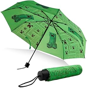 Minecraft Stick Umbrella for Kids, Clear Dome with J-Shaped Handle - Boys Gifts Minecraft