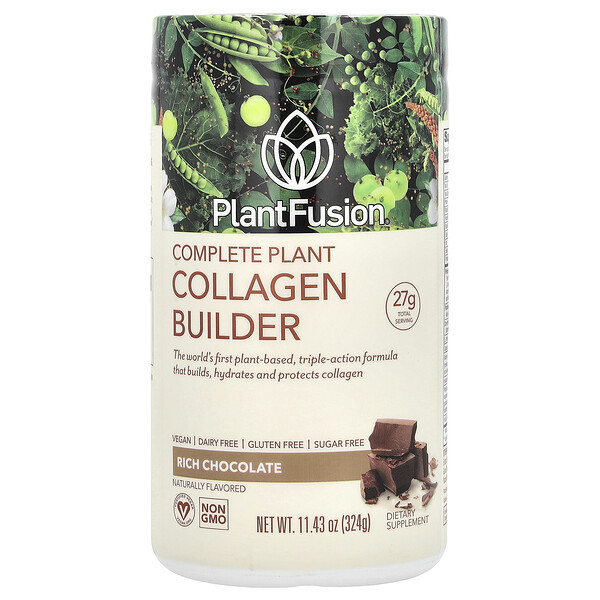 Complete Plant Collagen Builder, насыщенный шоколад, 11,43 унции (324 г) PlantFusion