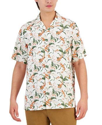 Мужская приподнятая походная рубашка с короткими рукавами и цветочным принтом на пуговицах спереди, созданная для Macy's Club Room