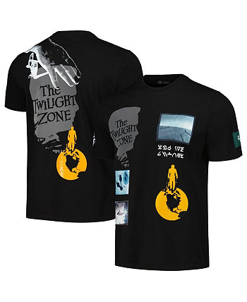 Мужская и женская черная рваная футболка с логотипом The Twilight Zone Freeze Max