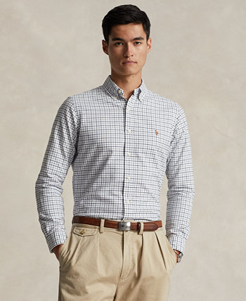 Мужская оксфордская рубашка классического кроя Tattersall Polo Ralph Lauren