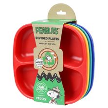 Re-Play Peanuts Beagle Scout Collection Snoopy 4-Piece Divided Plate Set Replay