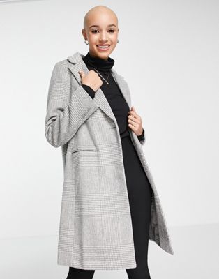 New Look tailored check coat in gray twill New Look