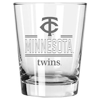 Стакан в старинном стиле 15oz с логотипом Minnesota Twins, высота 11.5 см, стекло и бамбук The Memory Company