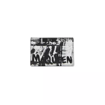 Кожаный футляр для карт с логотипом и граффити Alexander McQueen