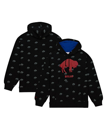 Мужской черный флисовый пуловер с капюшоном с принтом Buffalo Bills Mitchell & Ness