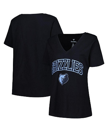 Women's Black Memphis Grizzlies Plus Size Arch Over Logo V-Neck T-shirt Profile