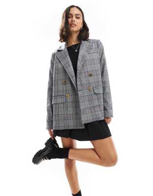 Scalpers Plaid Blazer In Blue   Scalpers