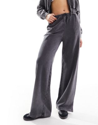 Широкие спортивные штаны Pull&Bear кислотно-серого цвета — часть комплекта Pull&Bear