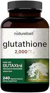 NatureBell Glutathione Supplement 2,000mg Per Serving, 240 Veggie Capsules | 98%+ Purity Verified, Bioavailable Reduced Glutathione Pills, Active Form, Master Antioxidant – Vegan Friendly & Non-GMO NatureBell