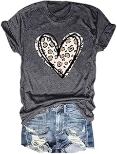 Valentines Shirts for Women Retro Candy Heart Printed Short Sleeve Casual Graphic Tee Tops SurBepo