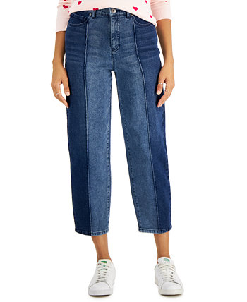 Petite Two-Tone Mom Jeans, Created for Macy's Style & Co