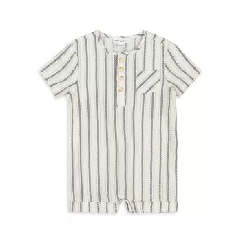 Baby Boy's Striped Henley Romper Miles the Label