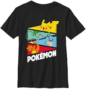 Pokemon Kids Starter Pendents Boys Short Sleeve Tee Shirt Pokemon