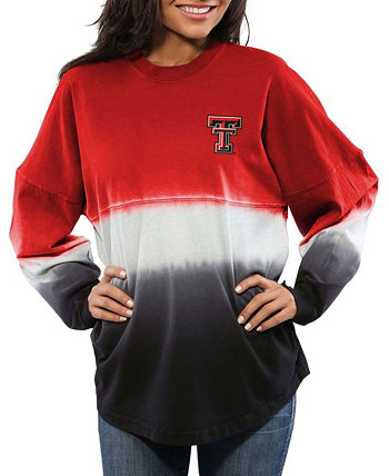 Женская красная футболка с декором Dip-Dyed Texas Tech Red Raiders с длинными рукавами и омбре Spirit Jersey