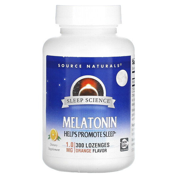 Sleep Science, Мелатонин, апельсин, 1 мг, 300 пастилок Source Naturals