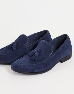Office Manage tassel suede loafers in navy  Office