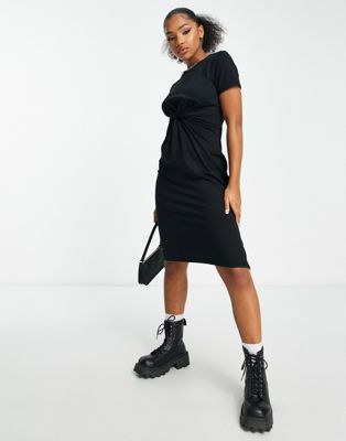 Черное платье миди с закрученным передом Urban Revivo Urban Revivo