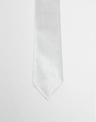 Six Stories satin tie in silver Six Stories