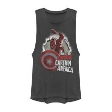 Juniors' Marvel What If Captain America Zombie Burst Poster Muscle Muscle Tank Marvel