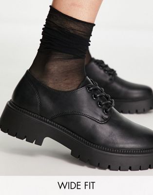 Черные туфли на массивной шнуровке schuh Wide Fit Lilibet Schuh