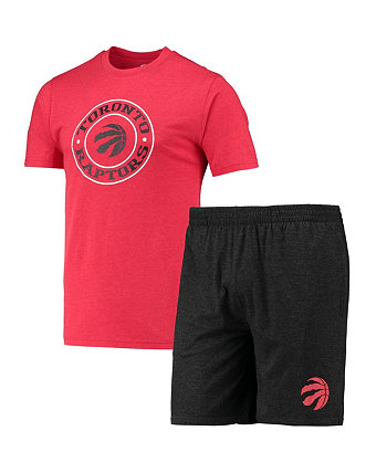 Мужской черный, красный комплект из футболки и шорт Toronto Raptors для сна Concepts Sport