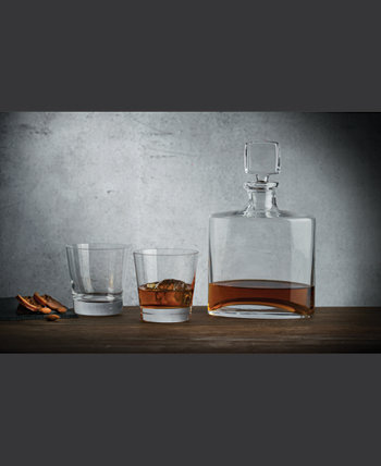 Квадратная бутылка для виски со стаканами, набор из 3 шт. Nude Glass