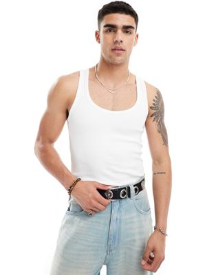 ASOS DESIGN muscle fit vest in white ASOS DESIGN