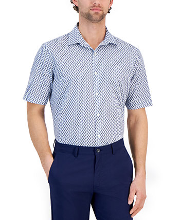 Мужская рубашка на пуговицах эластичного шеврона стандартного кроя с геопринтом, созданная для Macy's Alfani