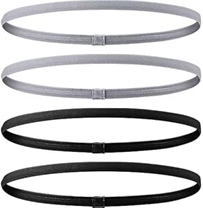 4 Pieces Elastic Sports Headbands Thick Non-Slip Hair Bands for Women and Men Bememo