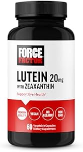 FORCE FACTOR Lutein and Zeaxanthin Supplements, Eye Vitamins with Lutein 20mg, Eye Health Supplements for Adults, Ingredients Backed by Science, Vegan, Gelatin Free, 60 Vegetable Capsules Force Factor