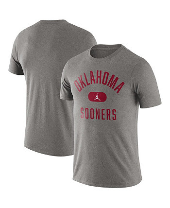 Мужская серая футболка с серебристым покрытием Oklahoma Sooners Team Arch Jordan Manufacturing
