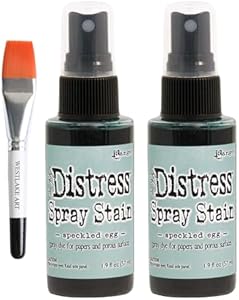 Tim Holtz Speckled Egg Distress Spray Stain, 1.9 Oz | Bundled With Watercolor Paint Brush-Versatile, Non-Toxic For Mixed Media, Art Journals, Scrapbooking (Pack Of 2) Westlake art