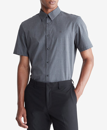 Мужская приталенная рубашка в тон с короткими рукавами и пуговицами в тон Calvin Klein